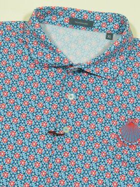 Turtleson Panmure Golf Club Polo Shirt Mens XL Blue Red Pique Poker Chip New
